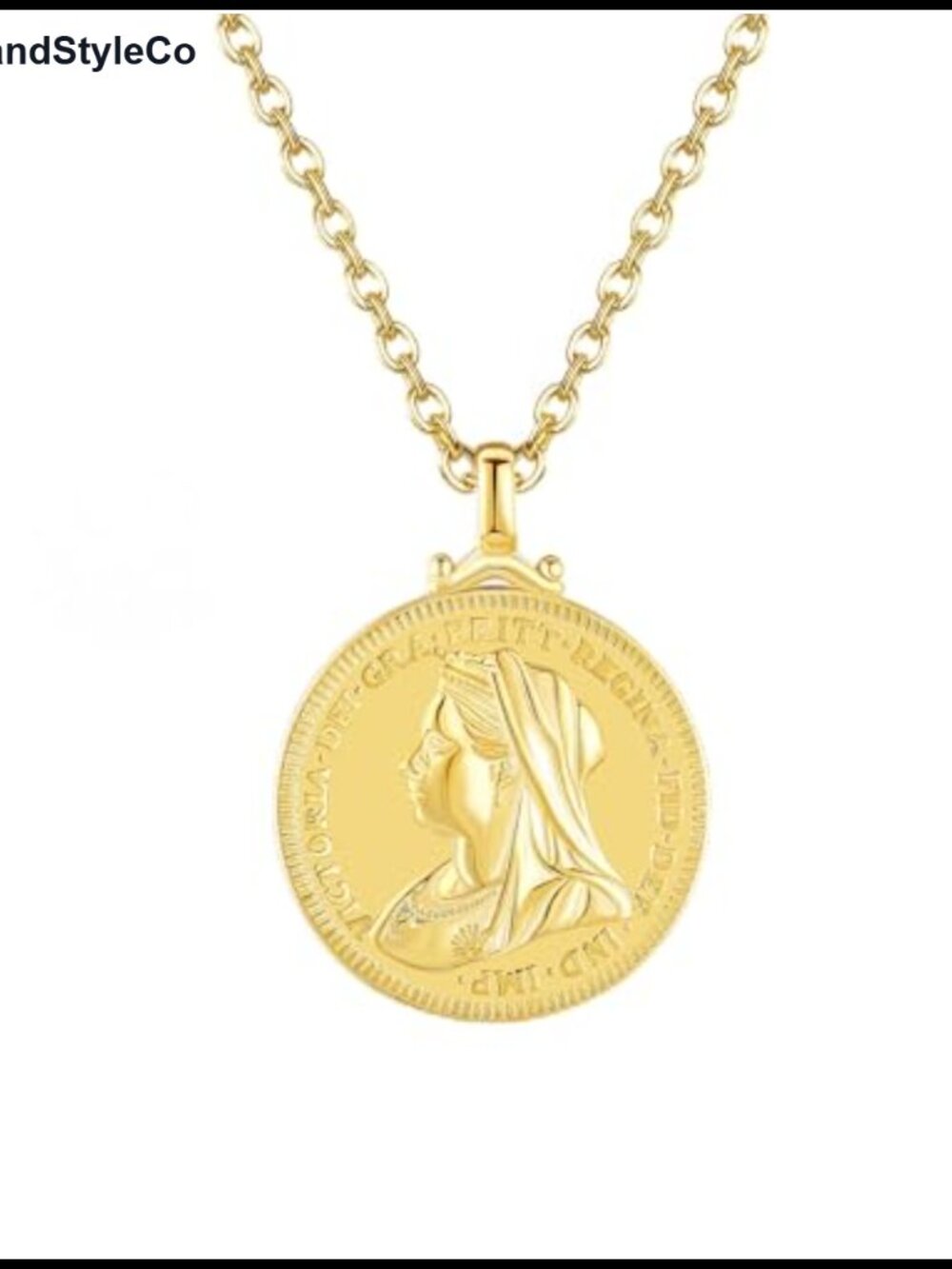 925 Sterling Silver Queen Victoria Coin Pendant Necklace Vintage Medallion